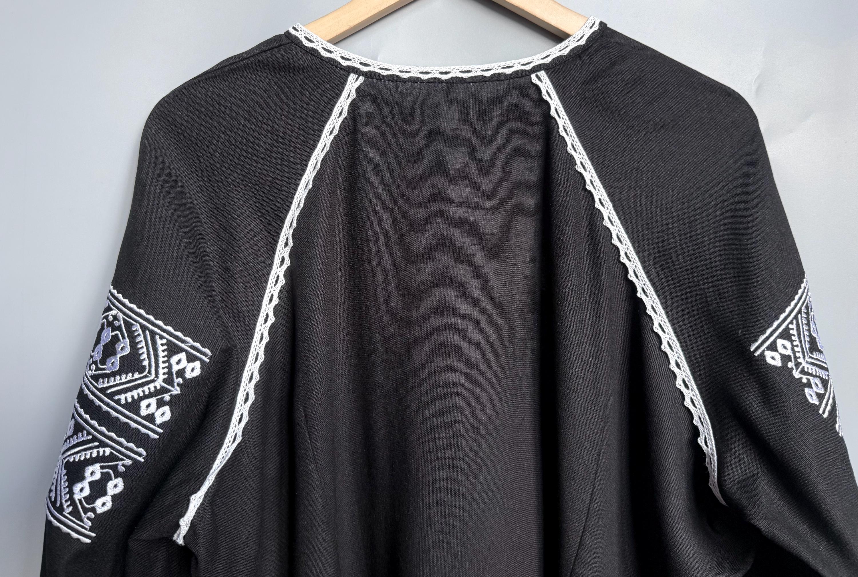 Black Embroidered Blouse for Women | Ukrainian Vyshyvanka | Machine Embroidery