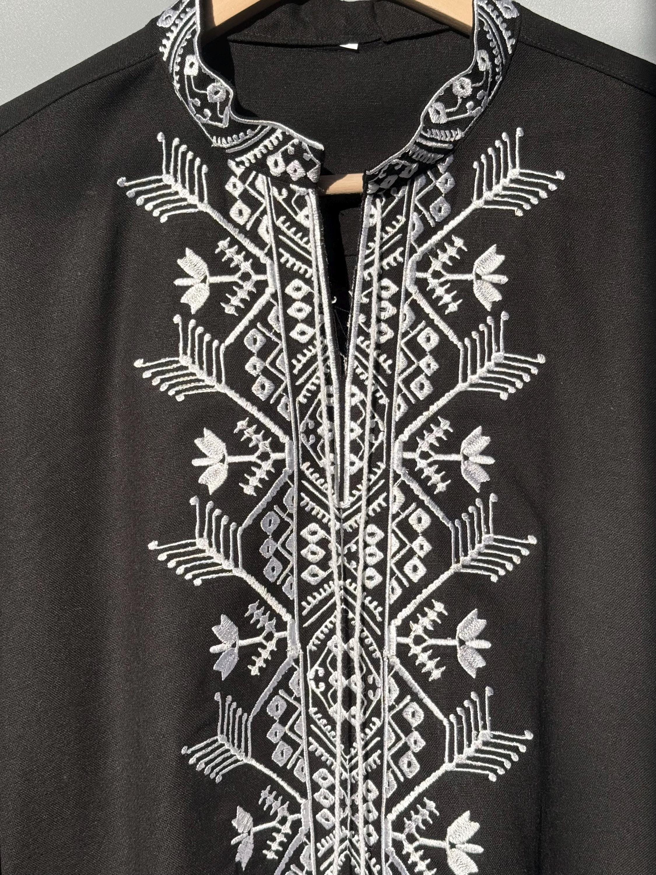 Black Embroidered Shirt for Men | Ukrainian Vyshyvanka | Machine Embroidery | Matching Couple Outfit | Handmade Gift from Ukraine