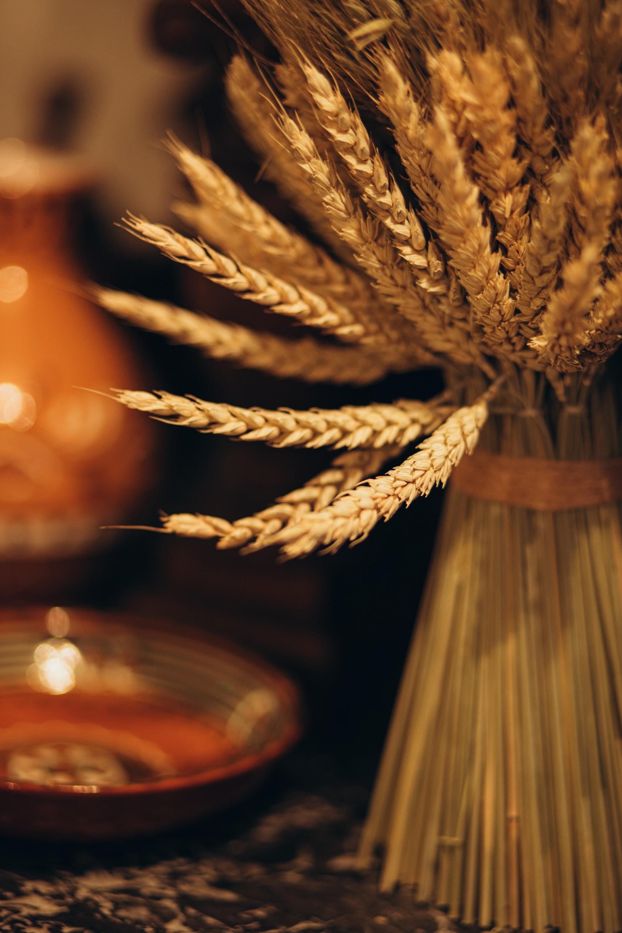 Ukrainian Didukh Wheat Sheaf | Handmade Christmas Table Decor | Natural Mix: Wheat, Flax, Oats, Rye & Thyme | Prosperity Symbol 55 cm