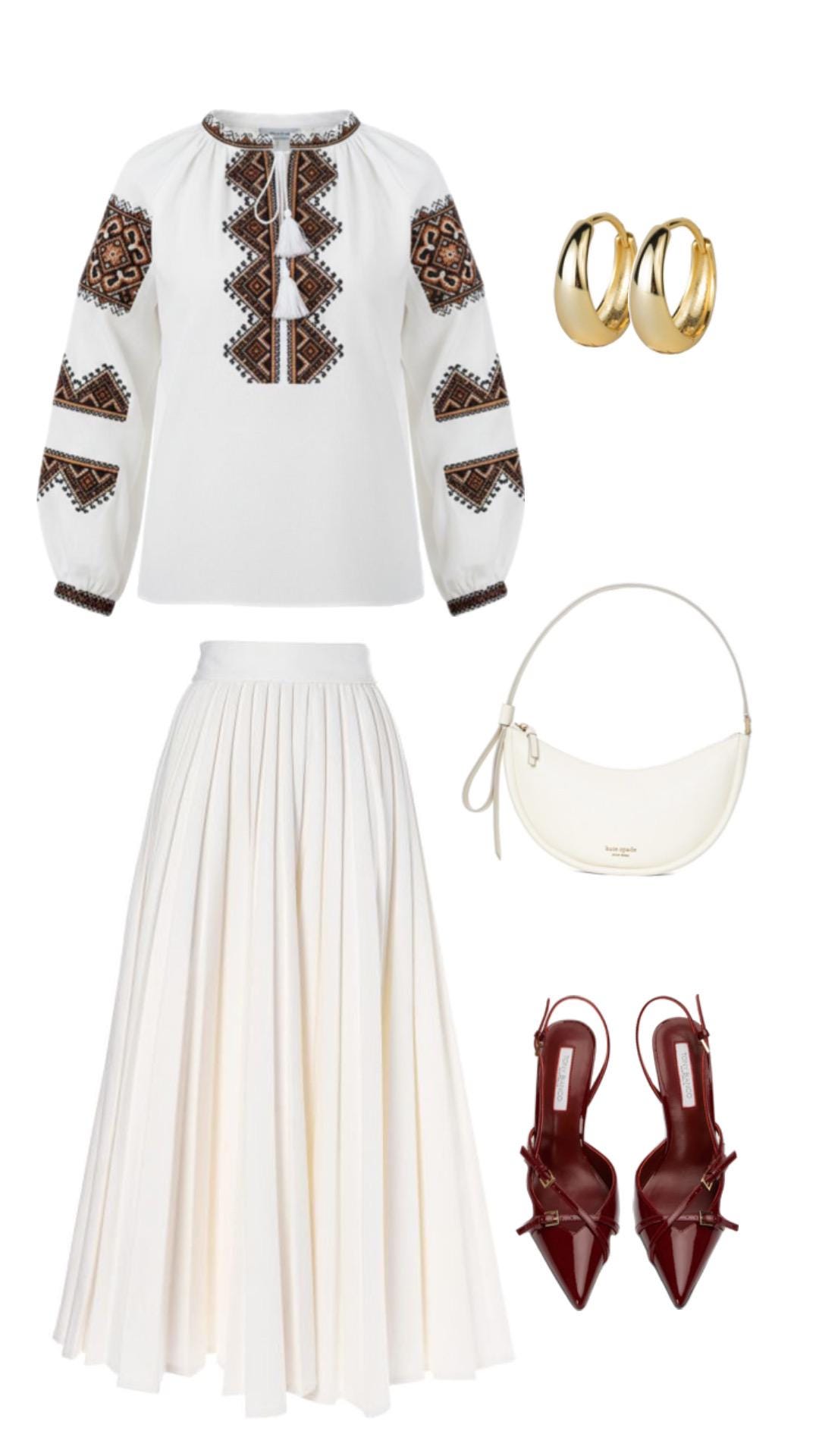 Women’s Brown Embroidered Linen Top | Traditional Ukrainian Folk Blouse