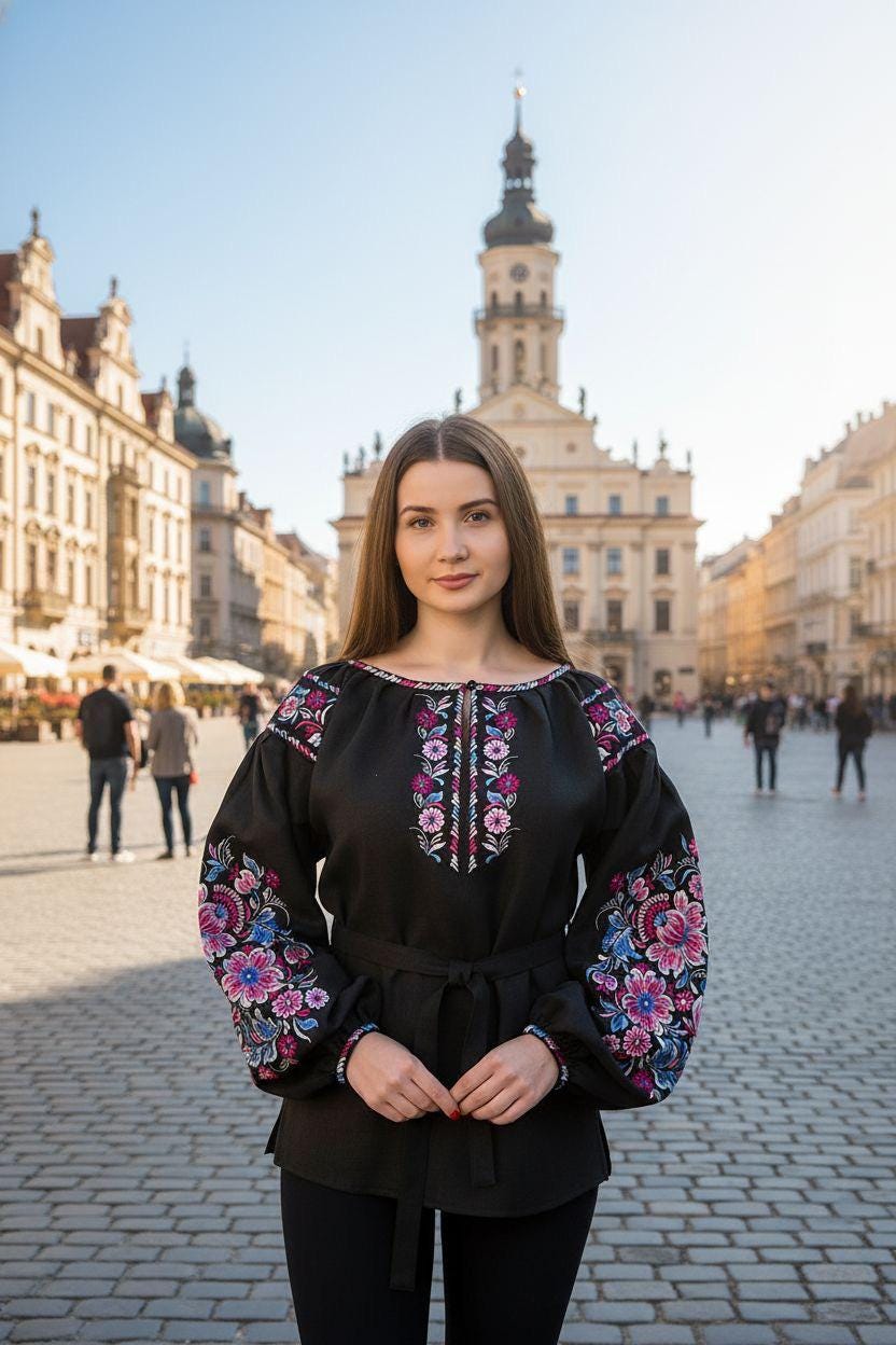 Handcrafted Linen Top, Black Boho Shirt, Pink Floral Embroidery, Ukrainian Blouse, Festival Outfit, Personalized Gift