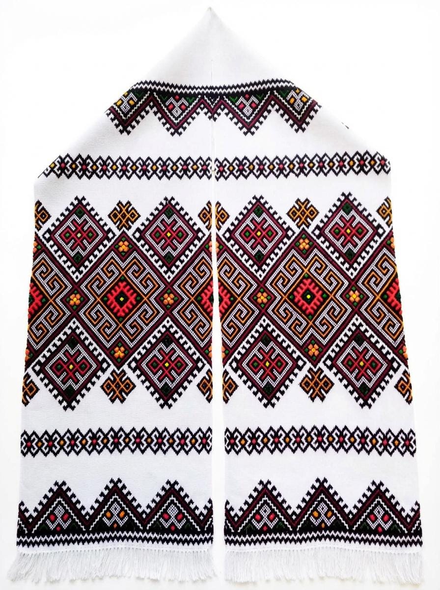 Ukrainian Rushnyk, Wedding Handfasting Cloth, Multicolor Geometric Runner, Traditional Folk Embroidery, Ceremonial Towel, Easter Decoration