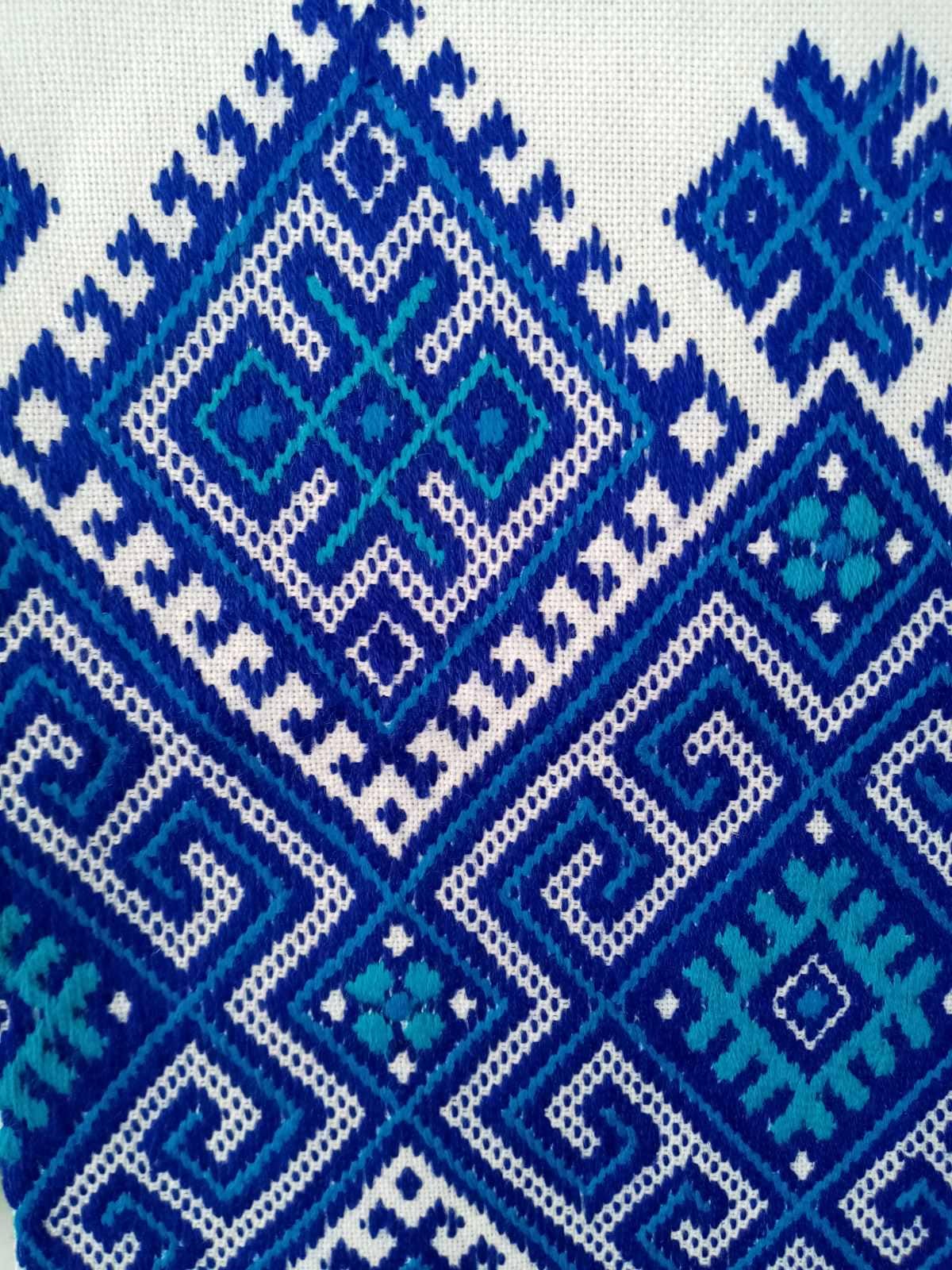 Blue Folk Runner, Traditional Embroidery, Wedding Blessing Cloth, Eco Gift Packaging, Plantable Card, Easter Basket Cover, Rushnyk Art