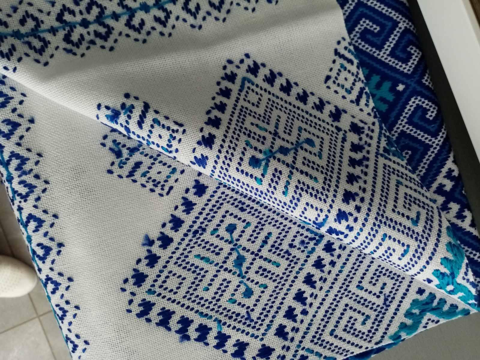 Blue Folk Runner, Traditional Embroidery, Wedding Blessing Cloth, Eco Gift Packaging, Plantable Card, Easter Basket Cover, Rushnyk Art