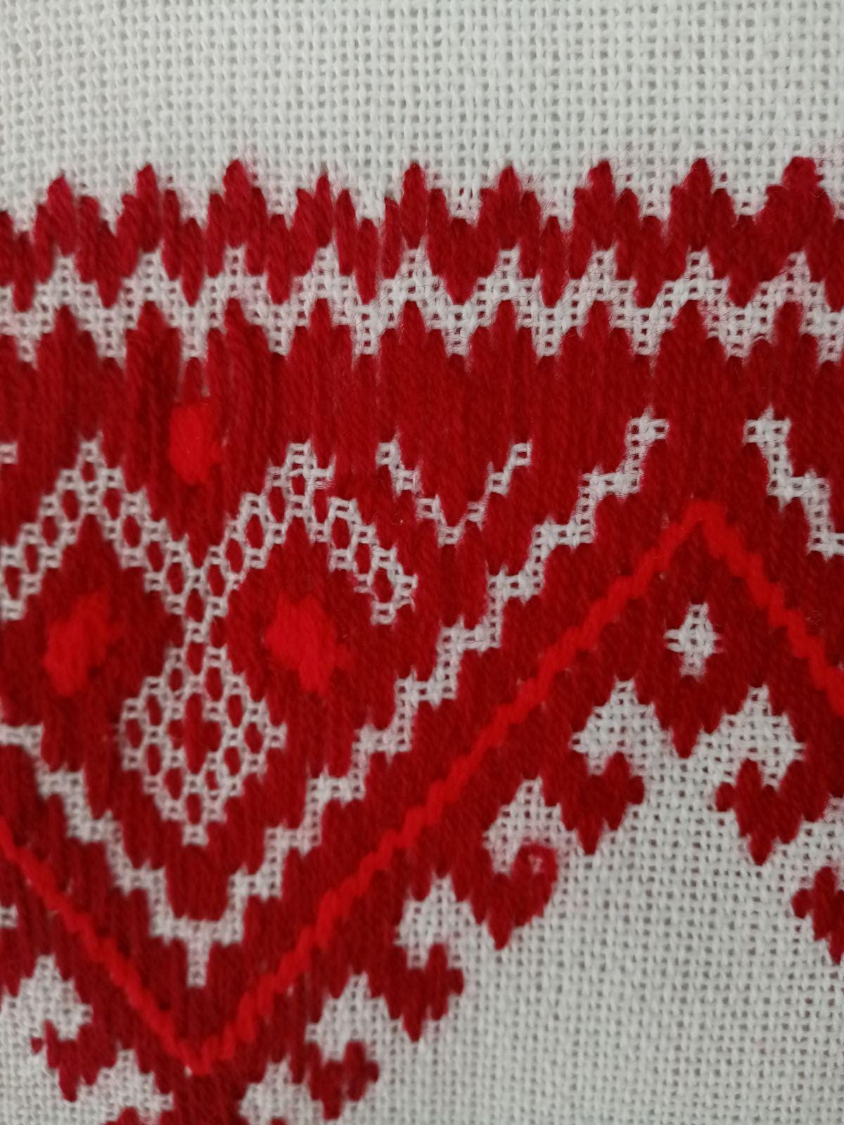 Red Embroidered Rushnyk, Ukrainian Wedding Cloth, Handfasting Towel, Geometric Table Runner, Ceremonial Art, Traditional Folk Gift, Cotton