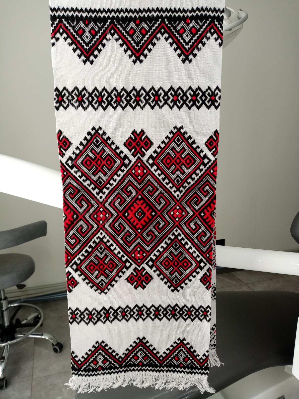 Red Embroidered Rushnyk, Ukrainian Wedding Cloth, Handfasting Towel, Geometric Table Runner, Ceremonial Art, Traditional Folk Gift, Cotton
