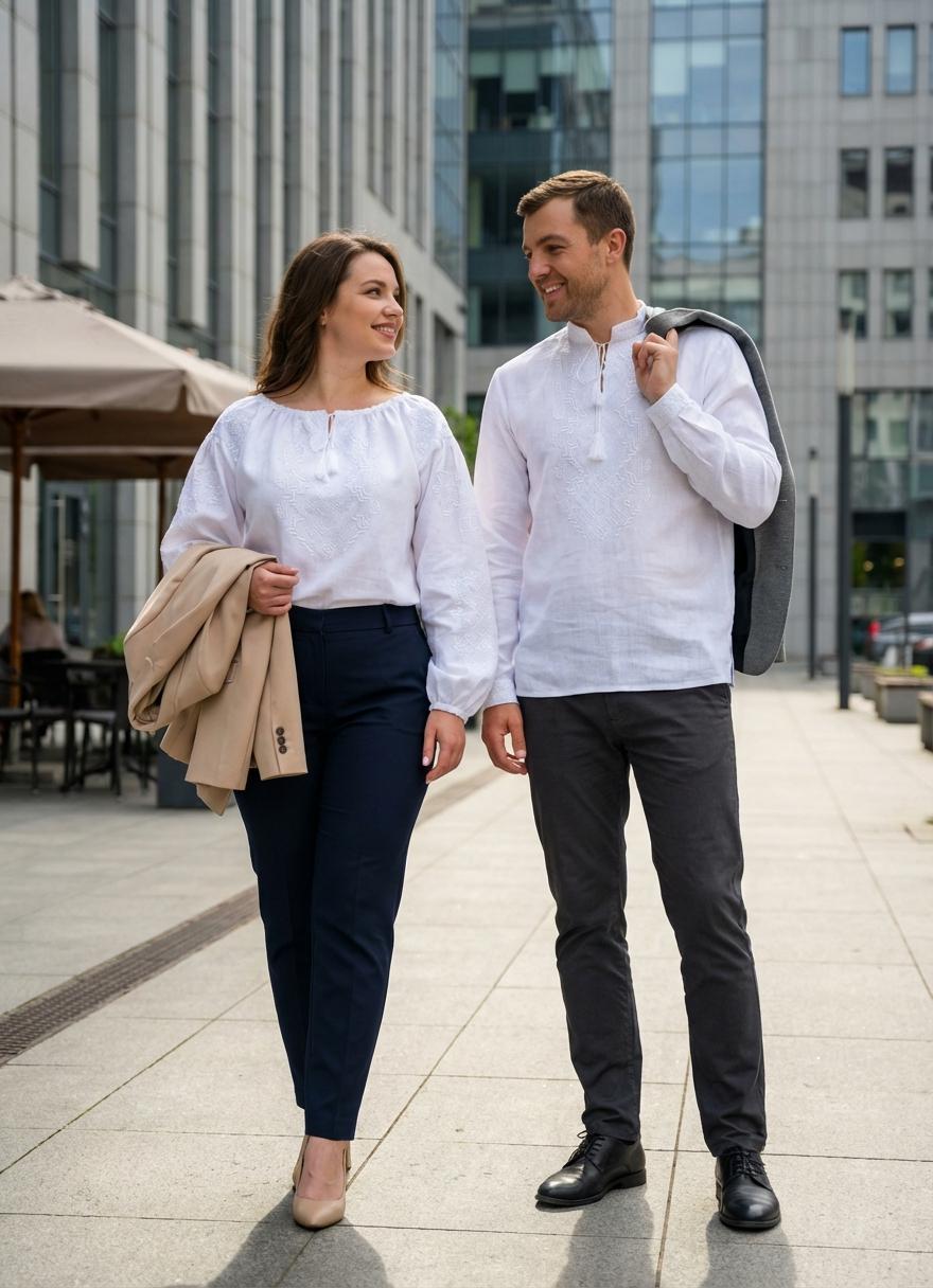 White on White Linen Shirt Men, Tone on Tone Embroidery, Groom Wedding Outfit, Custom Size Tunic, Minimalist Boho Top, Big and Tall Friendly