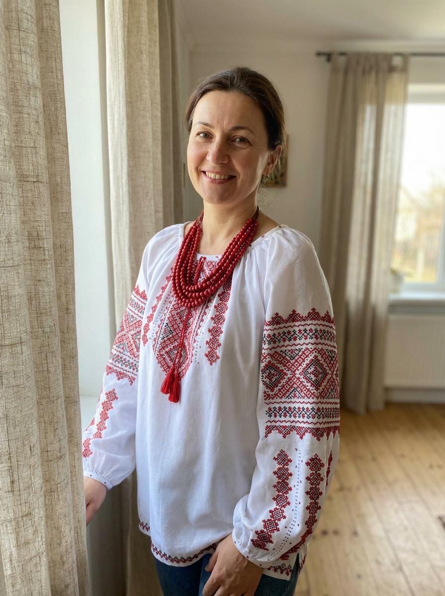 Hand Embroidered Blouse, Red Black Geometric Vyshyvanka, Ukrainian Linen Shirt, Custom Size Folk Top, Artisan Made Clothing, Sorochka