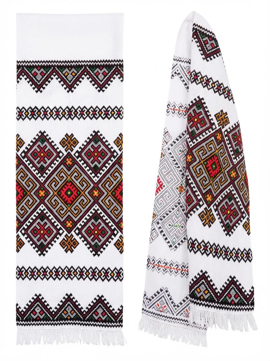 Ukrainian Rushnyk, Wedding Handfasting Cloth, Multicolor Geometric Runner, Traditional Folk Embroidery, Ceremonial Towel, Easter Decoration