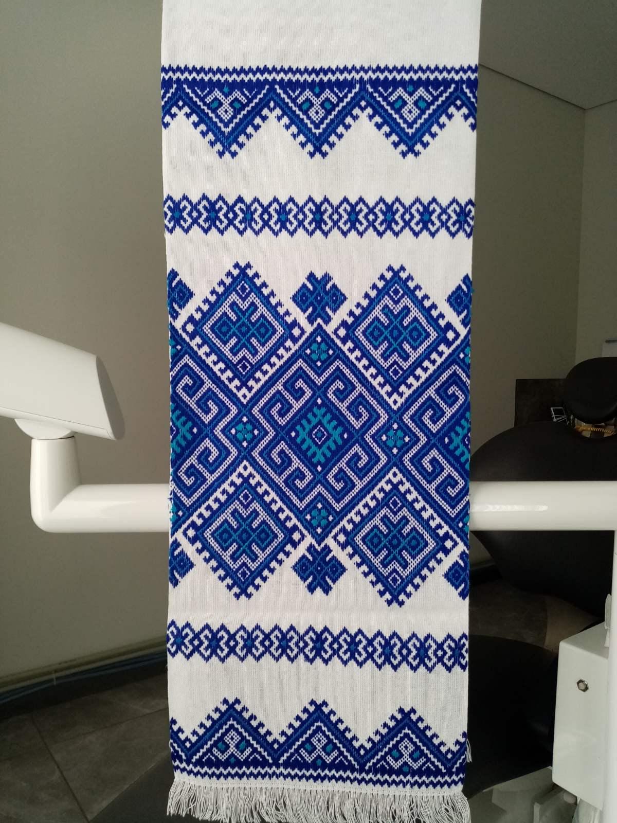 Blue Folk Runner, Traditional Embroidery, Wedding Blessing Cloth, Eco Gift Packaging, Plantable Card, Easter Basket Cover, Rushnyk Art