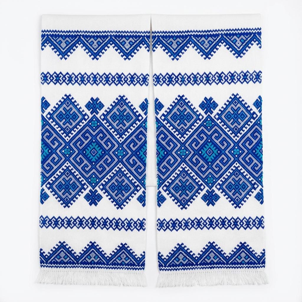 Blue Folk Runner, Traditional Embroidery, Wedding Blessing Cloth, Eco Gift Packaging, Plantable Card, Easter Basket Cover, Rushnyk Art