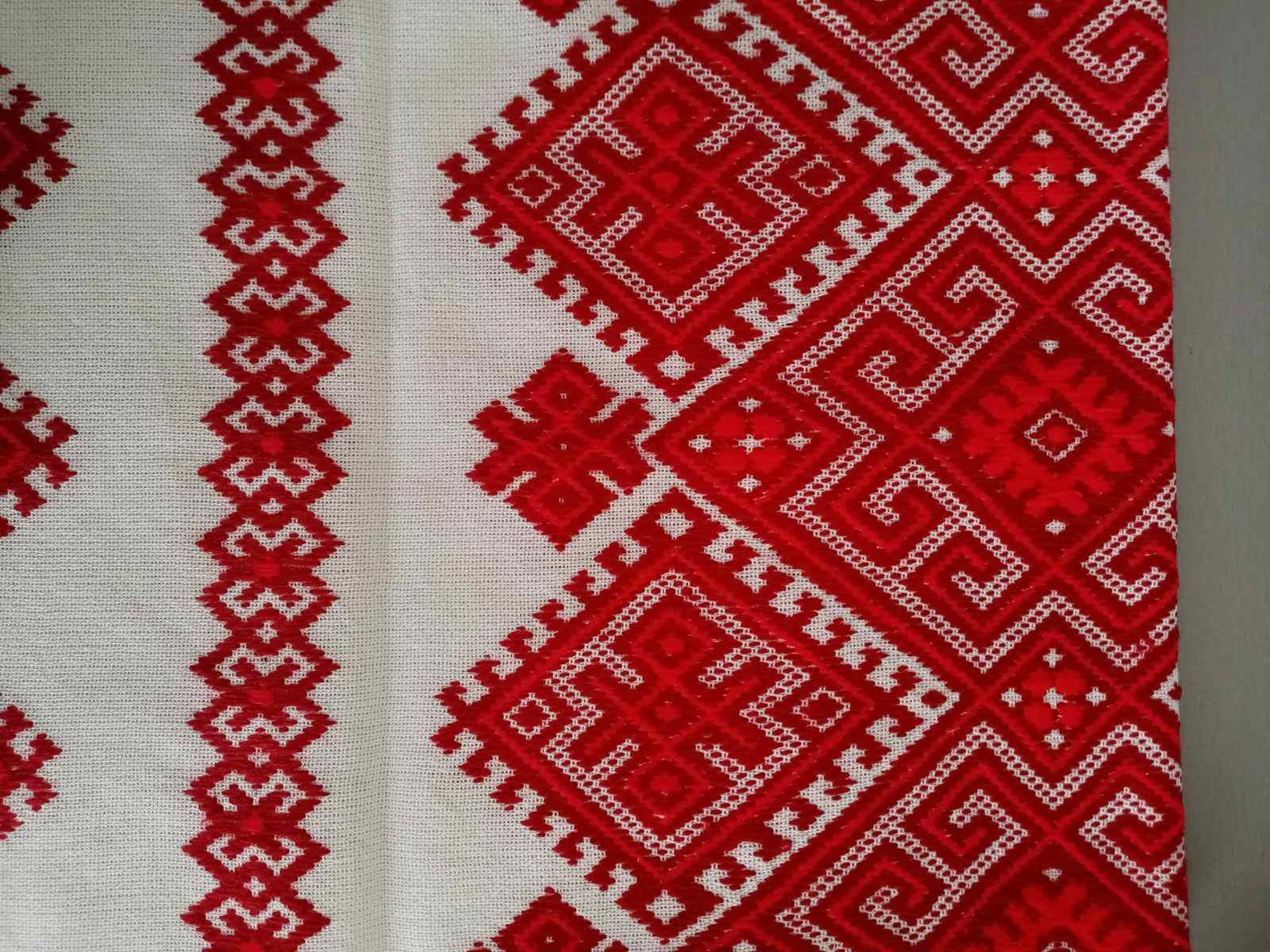 Red Embroidered Rushnyk, Ukrainian Wedding Cloth, Handfasting Towel, Geometric Table Runner, Ceremonial Art, Traditional Folk Gift, Cotton