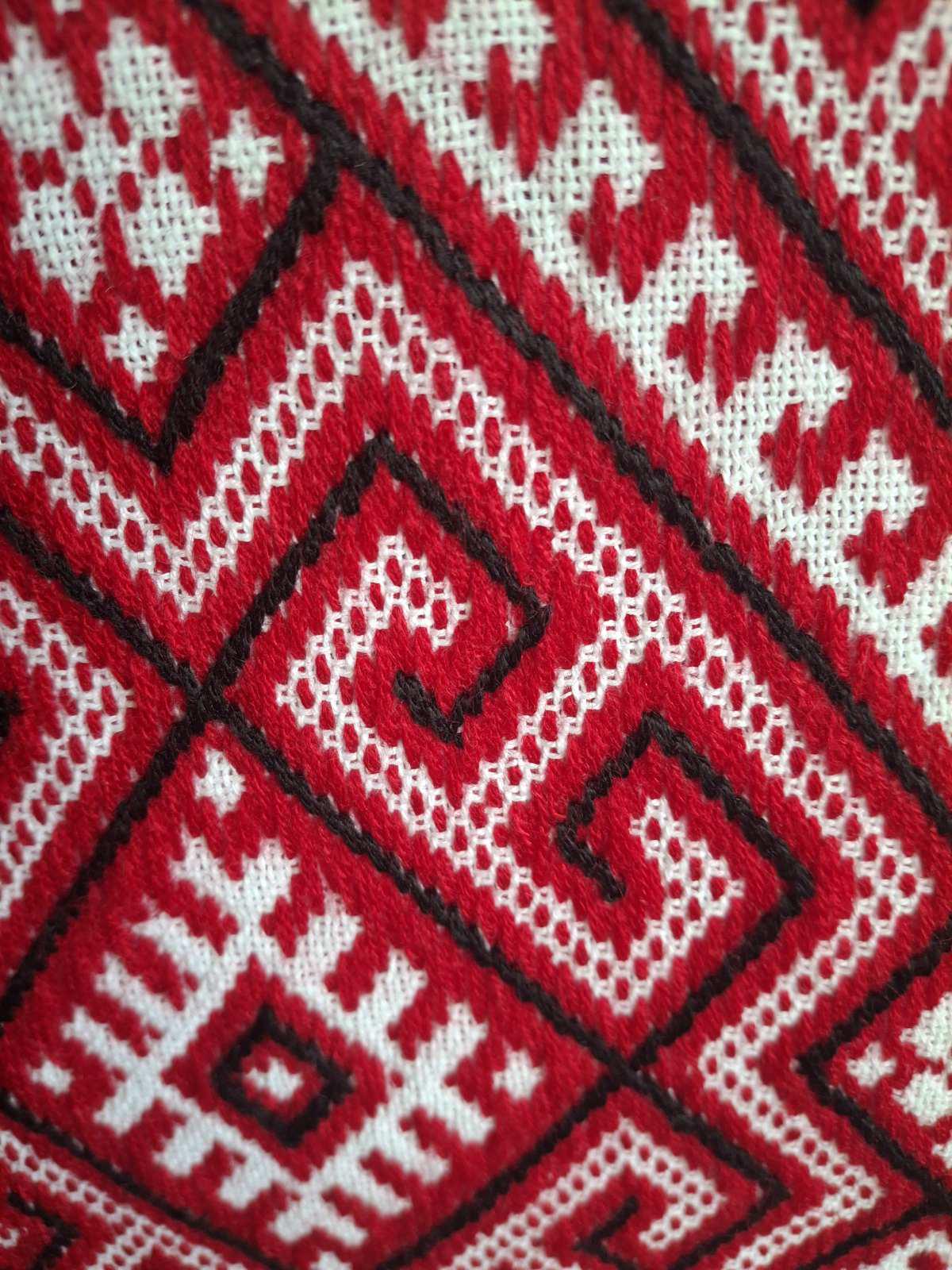 Red Embroidered Rushnyk, Ukrainian Wedding Cloth, Handfasting Towel, Geometric Table Runner, Ceremonial Art, Traditional Folk Gift, Cotton