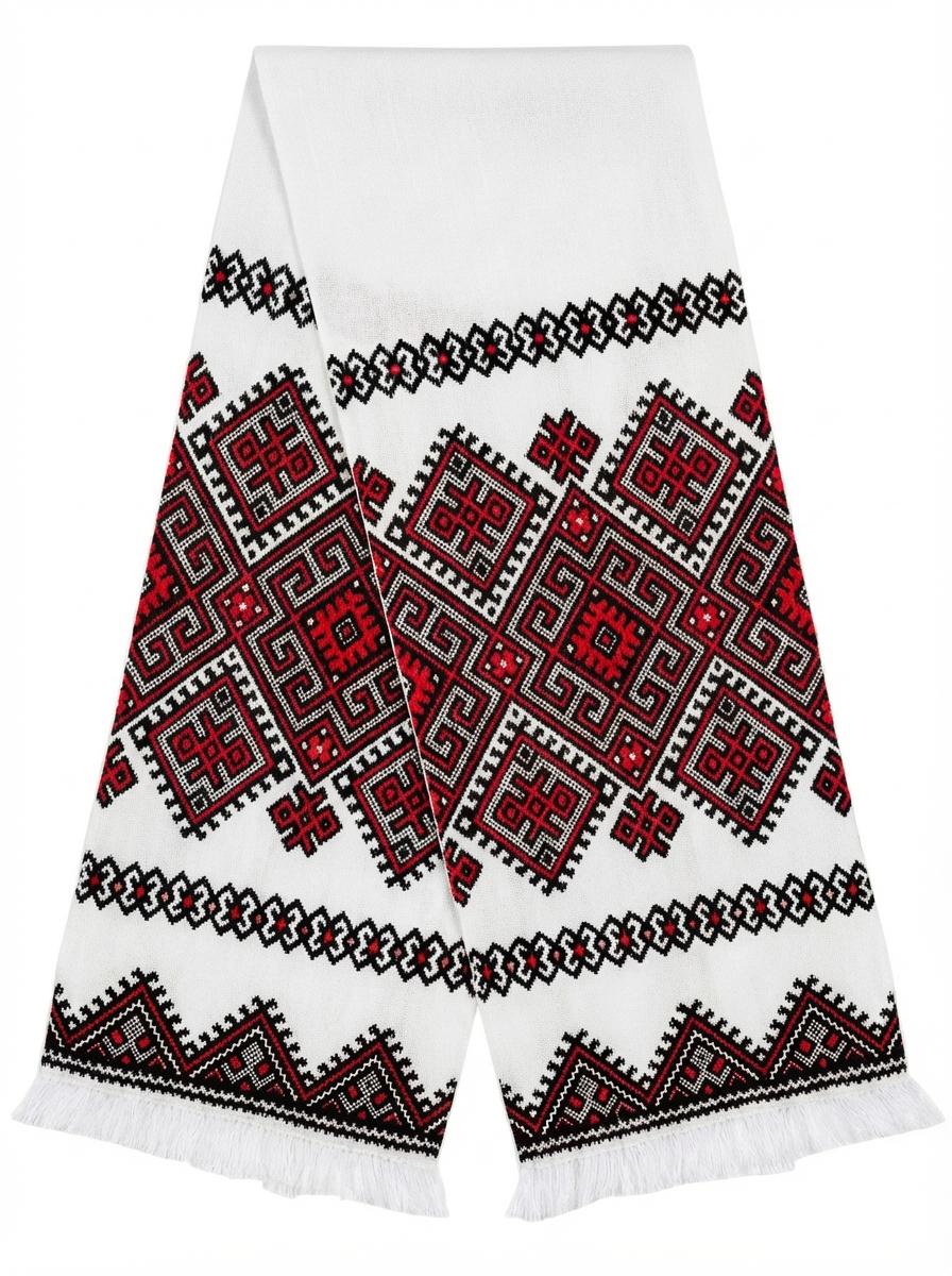 Red Embroidered Rushnyk, Ukrainian Wedding Cloth, Handfasting Towel, Geometric Table Runner, Ceremonial Art, Traditional Folk Gift, Cotton