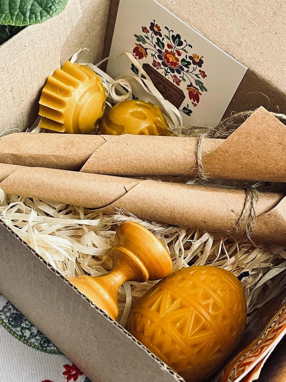 Ukrainian Pysanka Kit, Easter Egg Decorating Set, 2 Kistka Pens, Beeswax, 5 Dyes, DIY Craft Box, Beginner Friendly, Traditional Folk Art