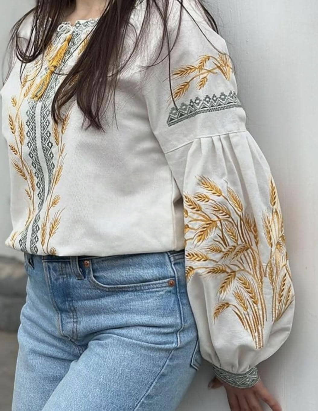 Wheat Embroidery Vyshyvanka – Boho Matching Outfit